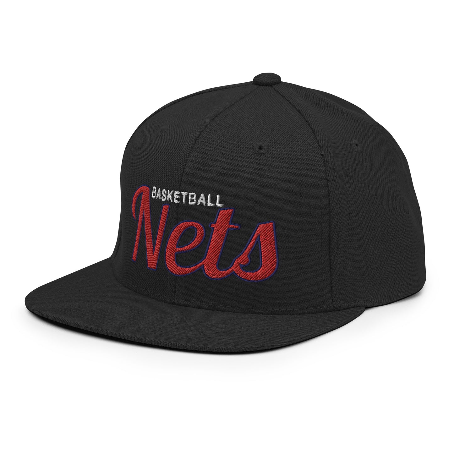 Nets Classic Black Snapback - Alternate Red Letters
