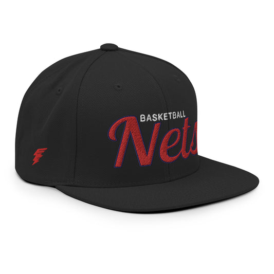 Nets Classic Black Snapback - Alternate Red Letters